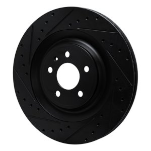 Porsche Macan Brake Rotor (1) - Rear Left - R1 Concepts - Drilled & Slotted - Black - `15-`18